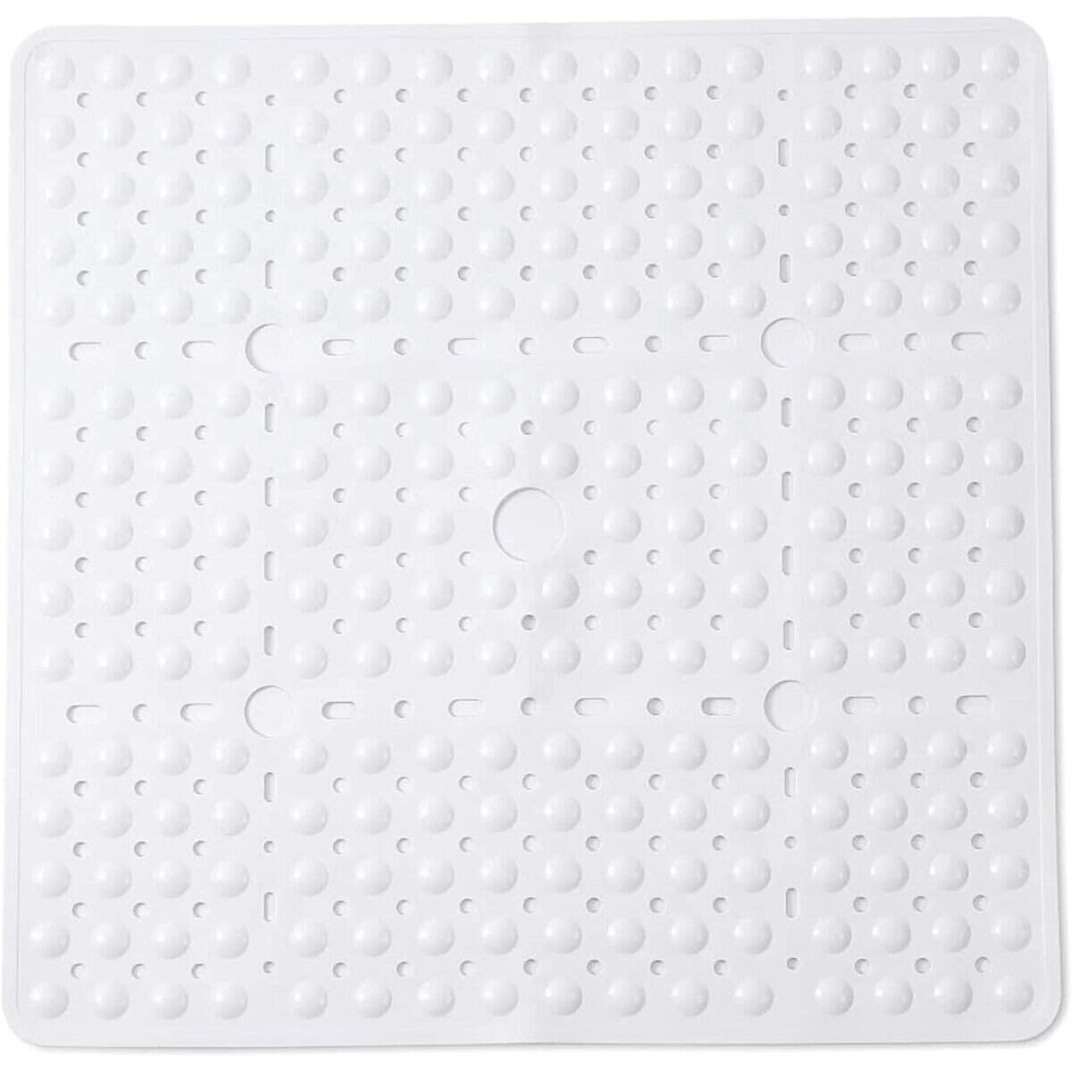Tapis de douche antidérapant blanc 70x70 cm avec texture antidérapante.